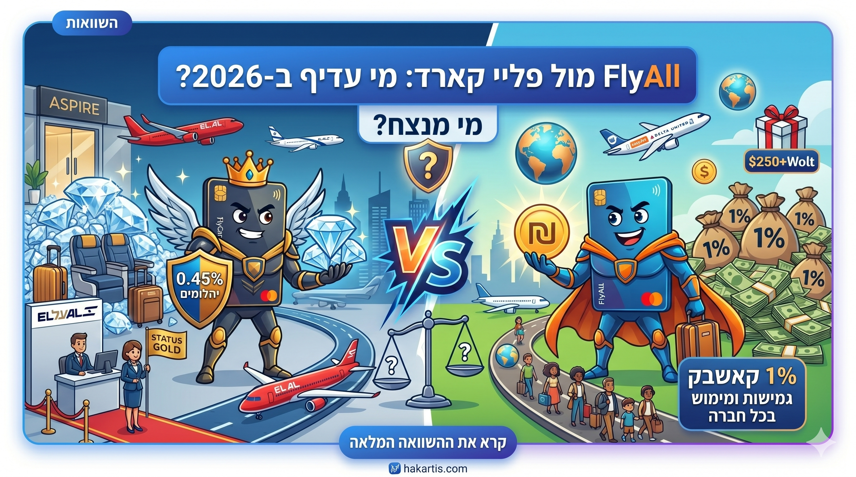 FlyAll מול פליי קארד: מי עדיף ב-2026 לפי הפרופיל שלכם