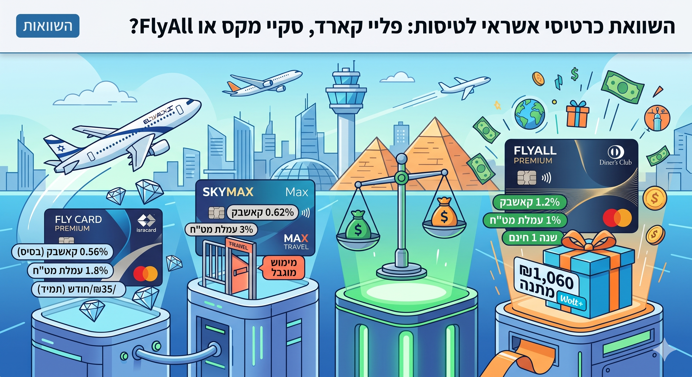 השוואת כרטיסי אשראי לטיסות: פליי קארד, סקיי מקס או FlyAll?